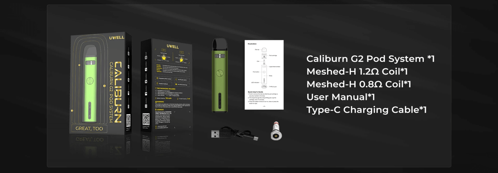 UWELL CALIBURN G2 Box Content