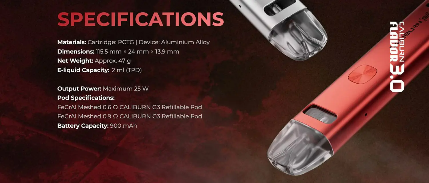 uwell caliburn G3 pod vape kit Coil Specs