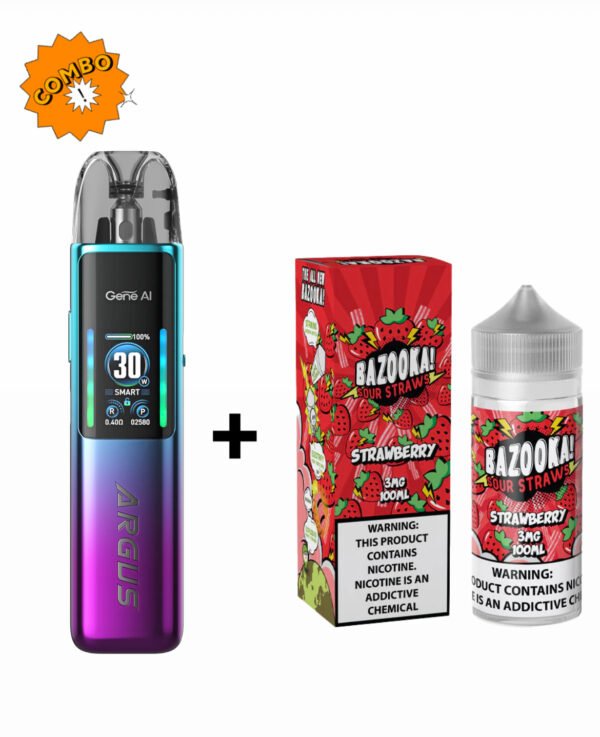 Voopoo Argus G2 Vape Kit + Bazooka Sour Straws 100ML E-Liquid Combo Deal